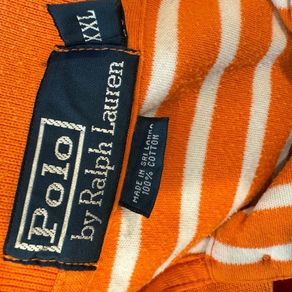 Men’s orange and white Ralph Lauren Polo shirt in XXL; good/used condition - Picture 3 of 3